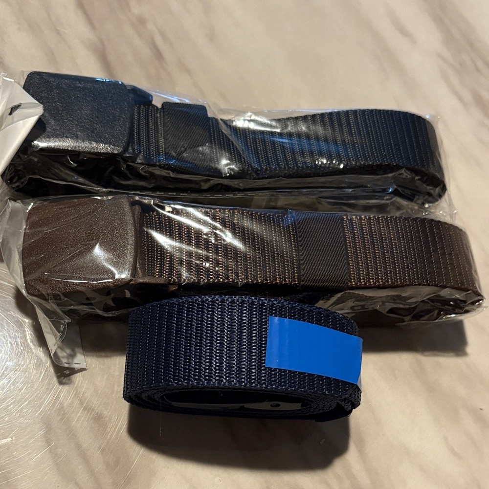 Men's Black, Blue and Brown Canvas Belt Set